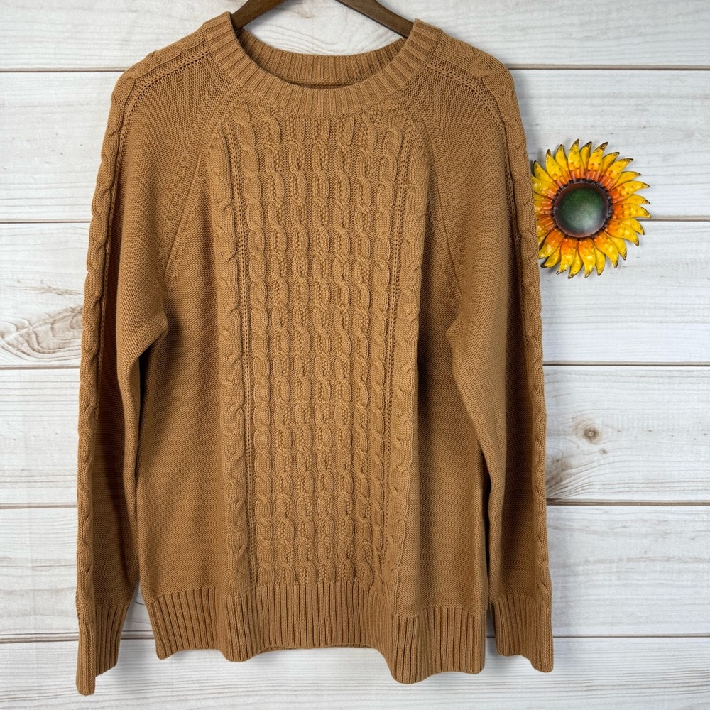 GAP Maternity Cable Knit‎ Sweater Womens Large Brown Crew Neck Long Sleeve